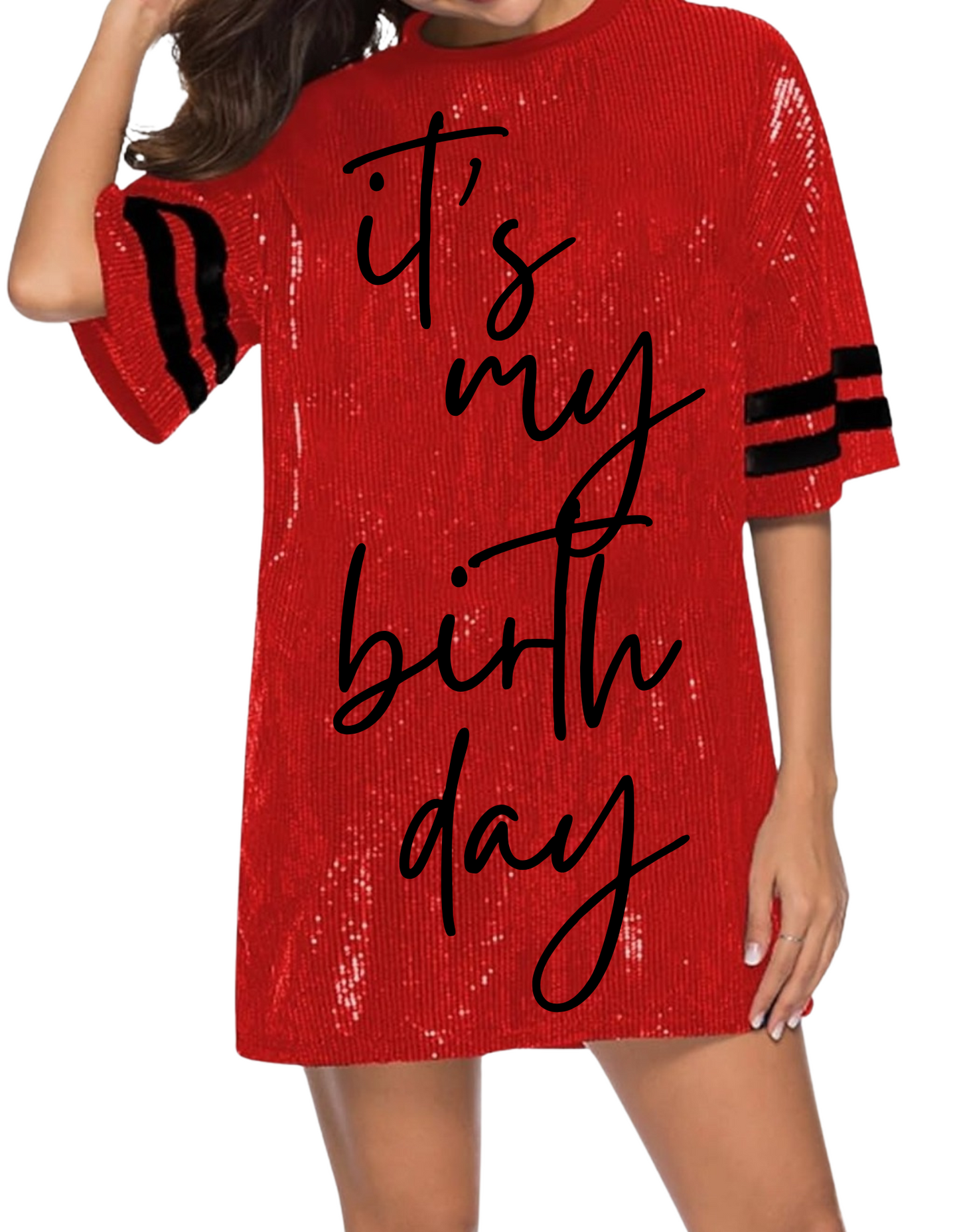 It's My Birthday Sparkly Tee Dress
