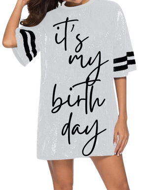It's My Birthday Sparkly Tee Dress