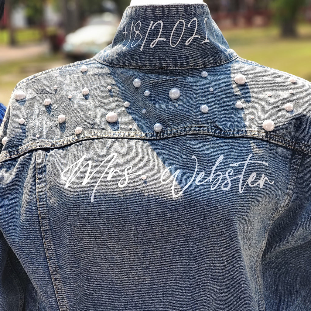 Custom Denim and Pearls Mrs. Jacket